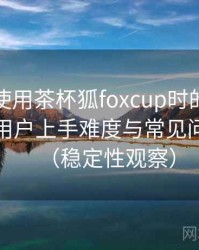 第一次使用茶杯狐foxcup时的真实感受：新用户上手难度与常见问题整理（稳定性观察）