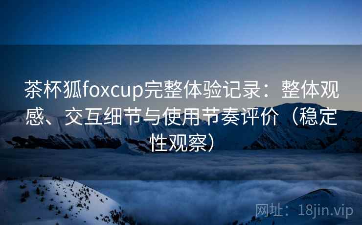 茶杯狐foxcup完整体验记录：整体观感、交互细节与使用节奏评价（稳定性观察）